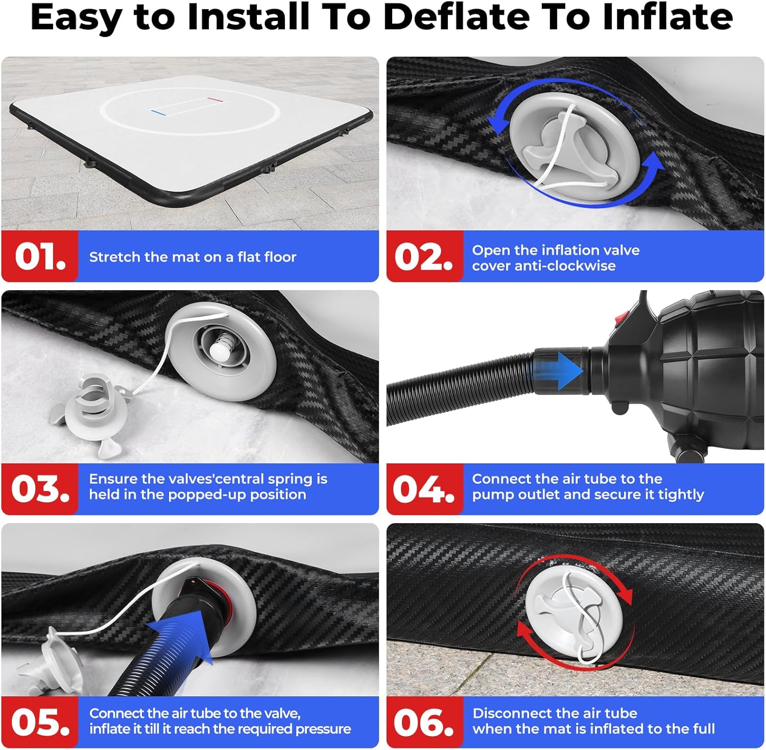 Wrestling Mat Inflatable 10x10 FT Flodable Jiu Jitsu Mats Portable 4” for Home Training, BJJ, MMA, Grappling, Judo, Martial Art, Boxing Indoor Outdoor - Image 6
