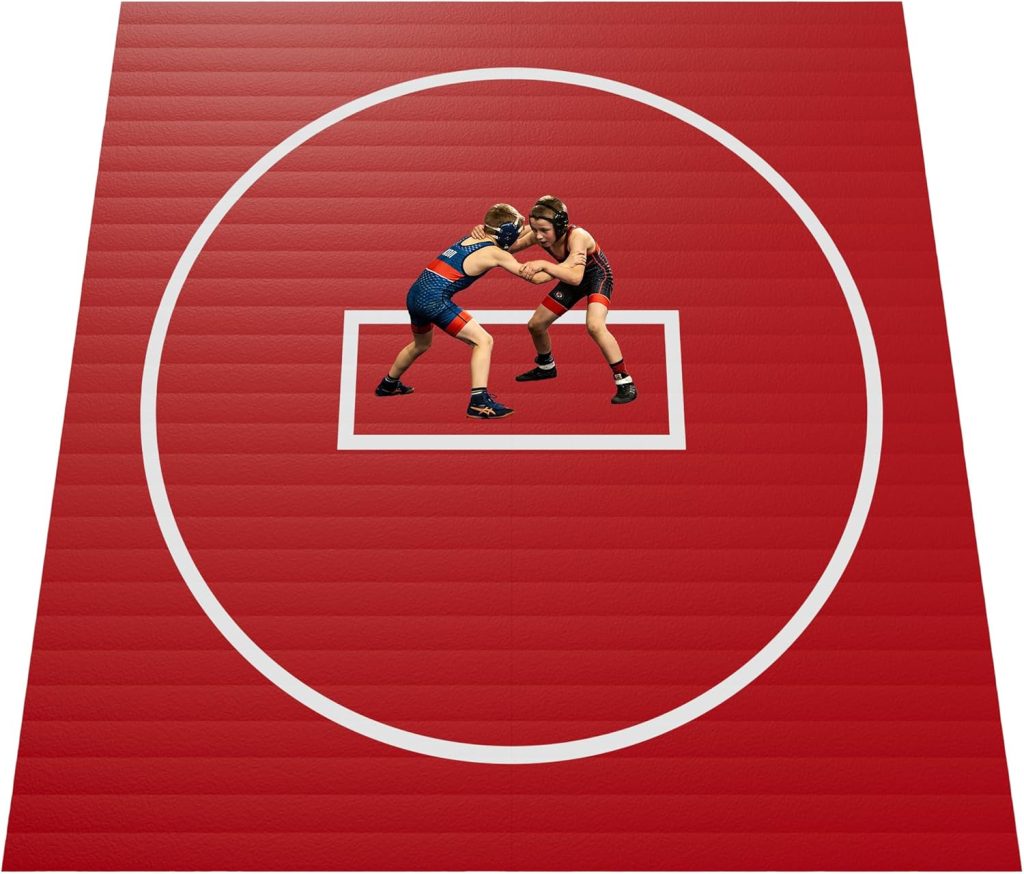 Wrestling Mat for Home, 10′ x 10′ / 8′ x 8’/ 5′ x 10′ Grappling Mat for BJJ, MMA, Jiu Jitsu, Judo, Gym, Roll-Up Wrestling Practice Mat for Kids & Adults，Easy to Clean Indoor/Outdoor