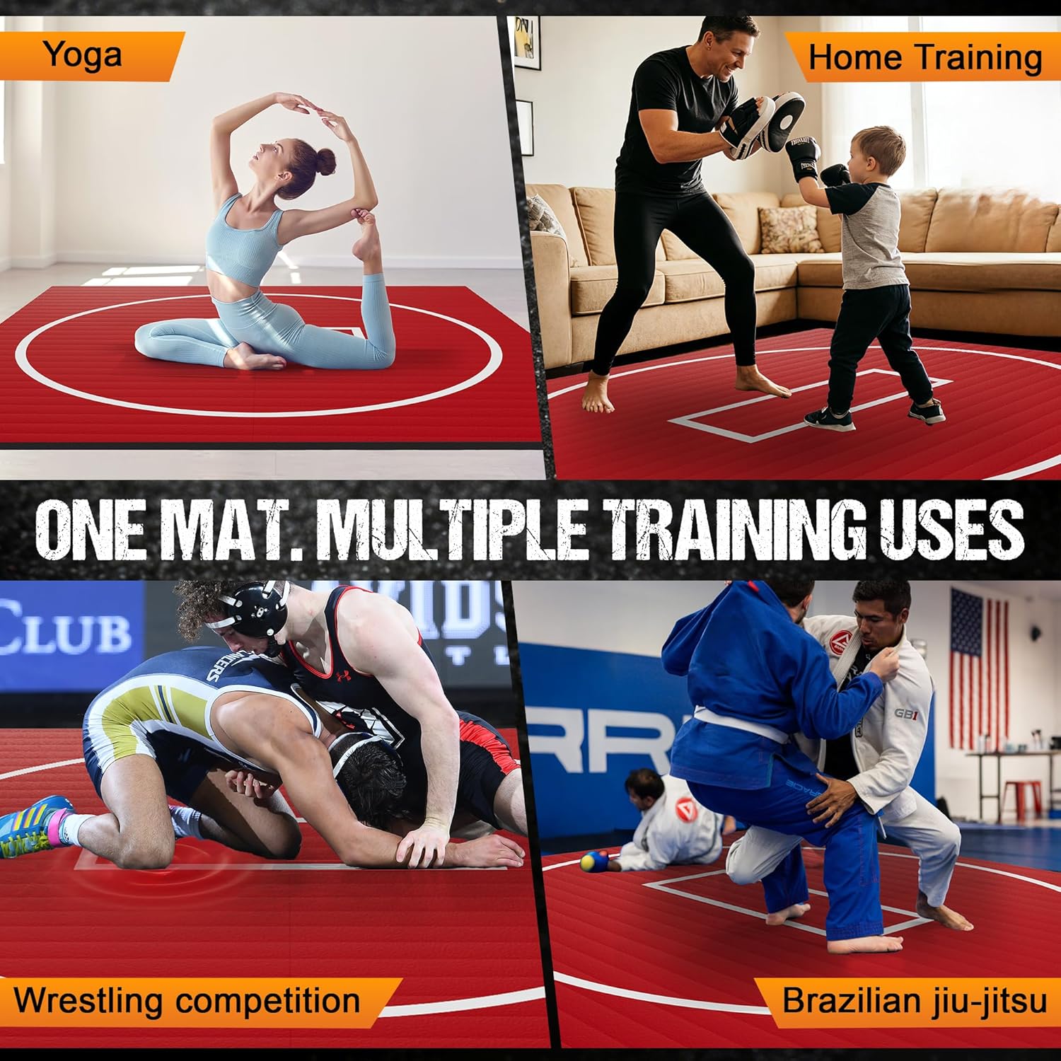 Wrestling Mat for Home, 10' x 10' / 8' x 8'/ 5' x 10' Grappling Mat for BJJ, MMA, Jiu Jitsu, Judo, Gym, Roll-Up Wrestling Practice Mat for Kids & Adults，Easy to Clean Indoor/Outdoor - Image 5
