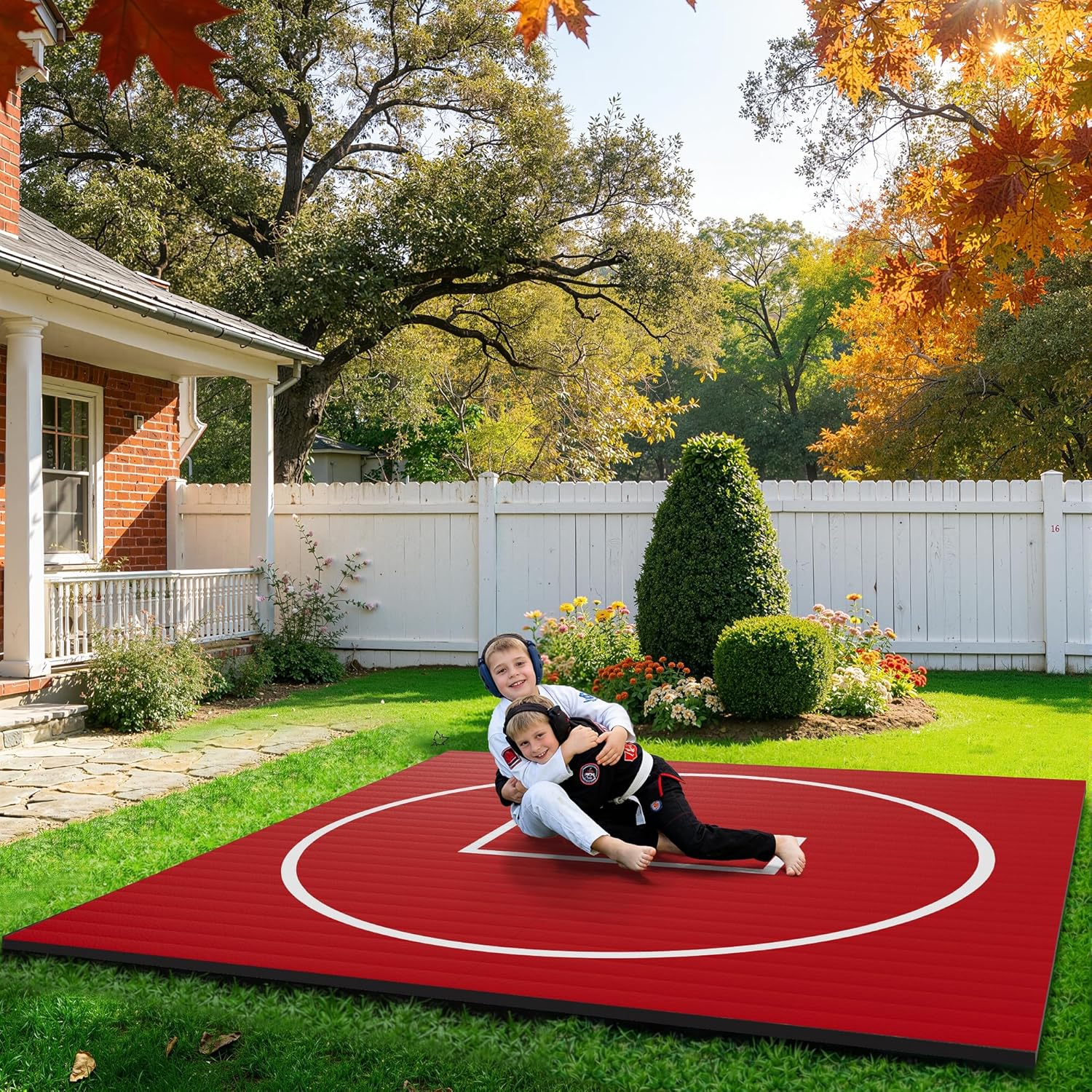 Wrestling Mat for Home, 10' x 10' / 8' x 8'/ 5' x 10' Grappling Mat for BJJ, MMA, Jiu Jitsu, Judo, Gym, Roll-Up Wrestling Practice Mat for Kids & Adults，Easy to Clean Indoor/Outdoor - Image 7