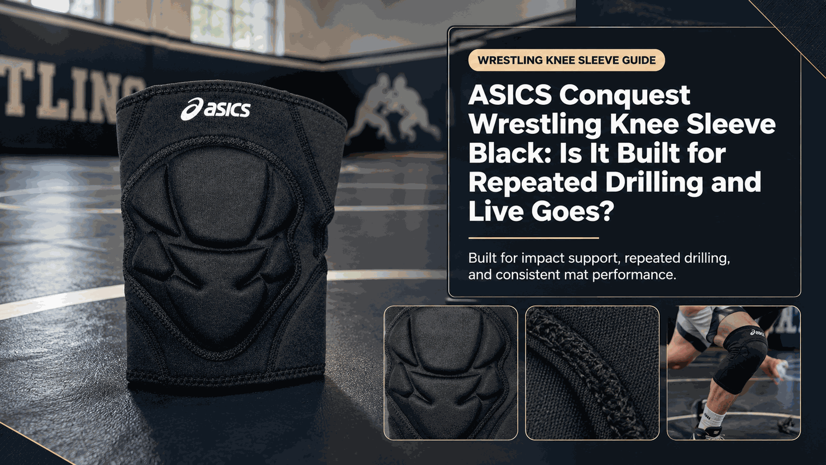 ASICS Conquest Wrestling Knee Sleeve Black featured image