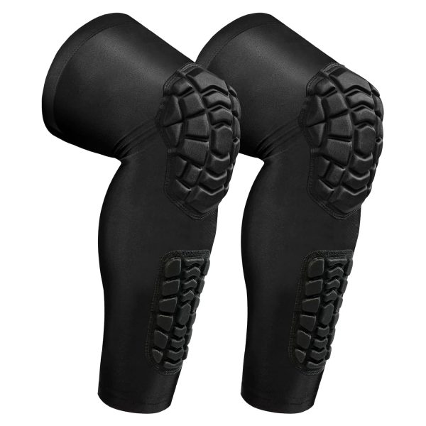 Wrestling Knee Pads Compression Leg Sleeve with Knee Pad and Calf Pad, 1 Pair Knee Sleeve with Shin Guards Shin Pads for Football, Baseball, Rugby, Lacrosse (2, Upgrade Black, Large)